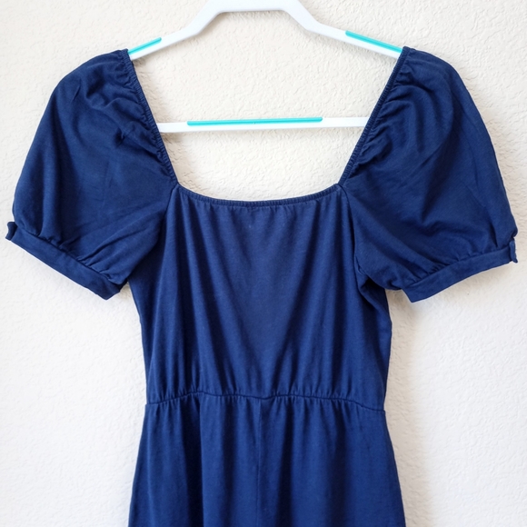 ASOS DESIGN jersey button front cupped tea culotte jumpsuit in navy - Picture 9 of 12